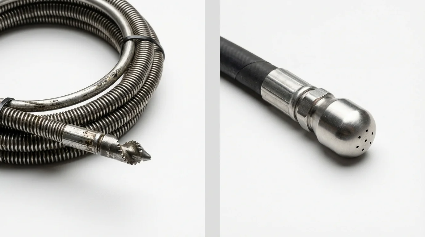 Drain snake cable and hydro jetting nozzle used for drain cleaning in Whitehall, MT